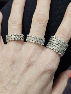 NEW Huitan Crystal Bezel Triple Wide Eternity Band Ring - Multiple Sizes